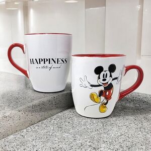 Disney Mickey Mouse Coffee Tea Mugs 16oz Set Of 2 Happiness Is A State Of Mind